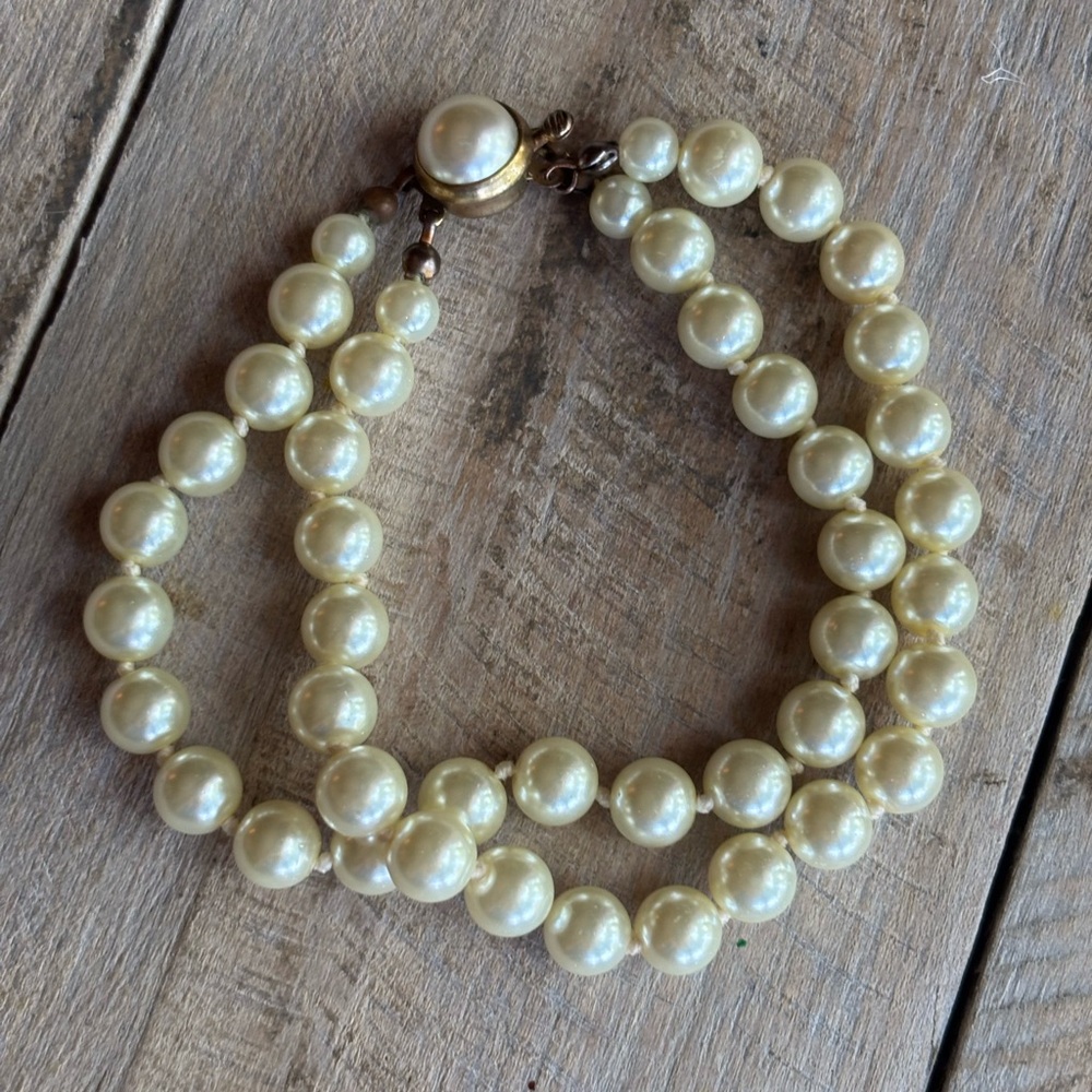 Vintage Double-Stranded Faux Pearl Bracelet